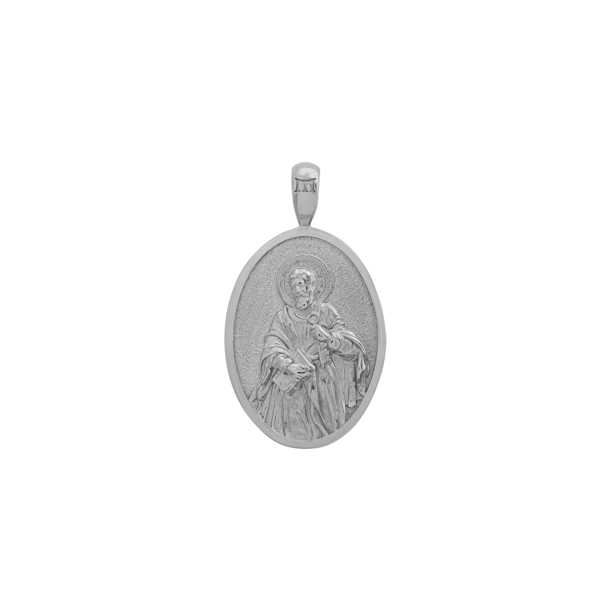 St. Peter Pendant | White Gold Plated St. Peter Pendant | Marcozo