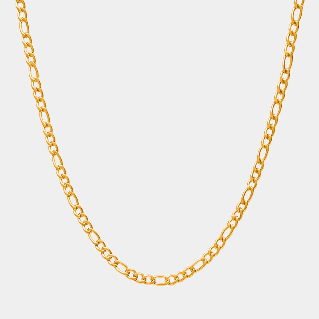 Aurate top Medium Gold Figaro Chain Necklace - New