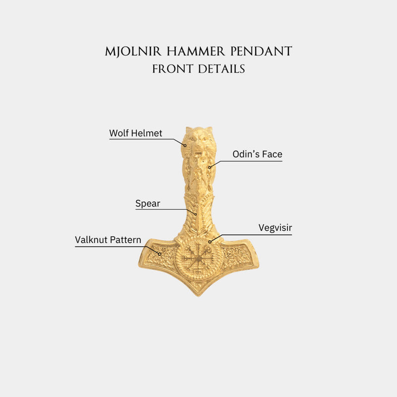 Mjolnir Hammer Pendant - Gold - Marcozo