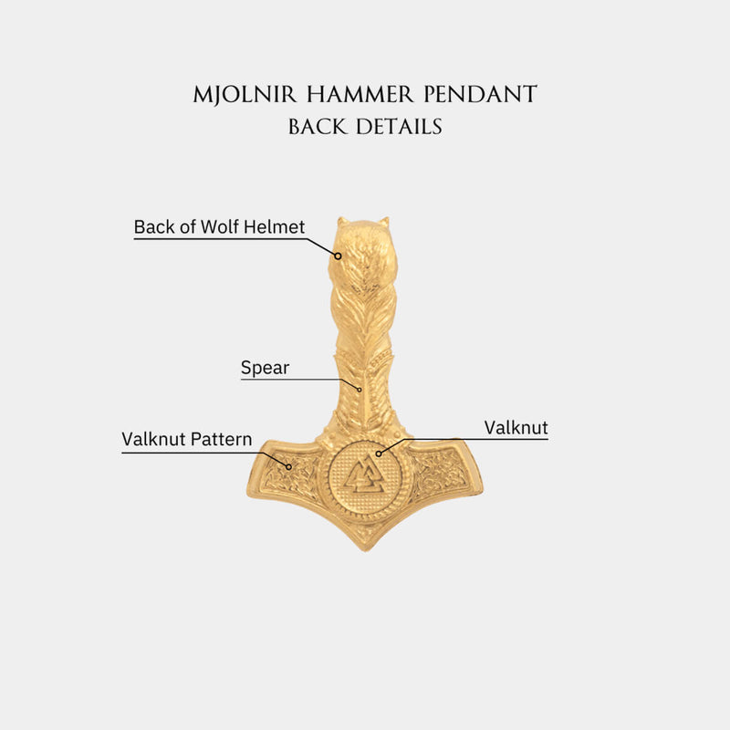 Mjolnir Hammer Pendant - Gold - Marcozo