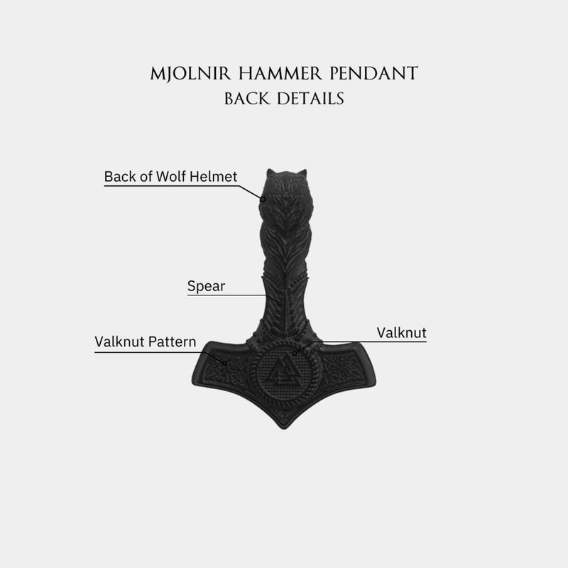 Mjolnir Hammer Pendant - Black - Marcozo