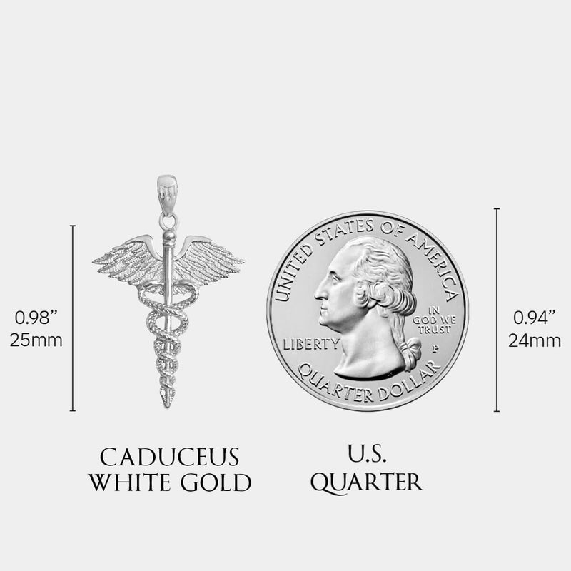 Caduceus Pendant - White Gold - Marcozo