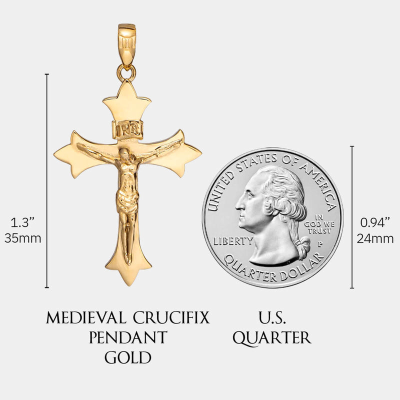 Medieval Crucifix Pendant - Gold - Marcozo