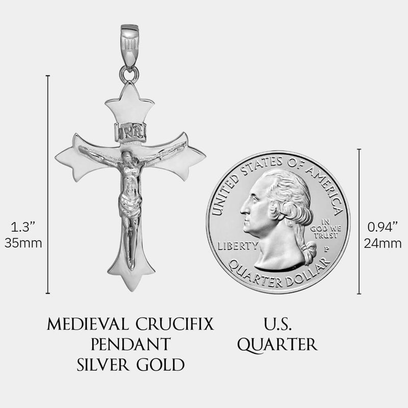 Medieval Crucifix Pendant - White Gold - Marcozo