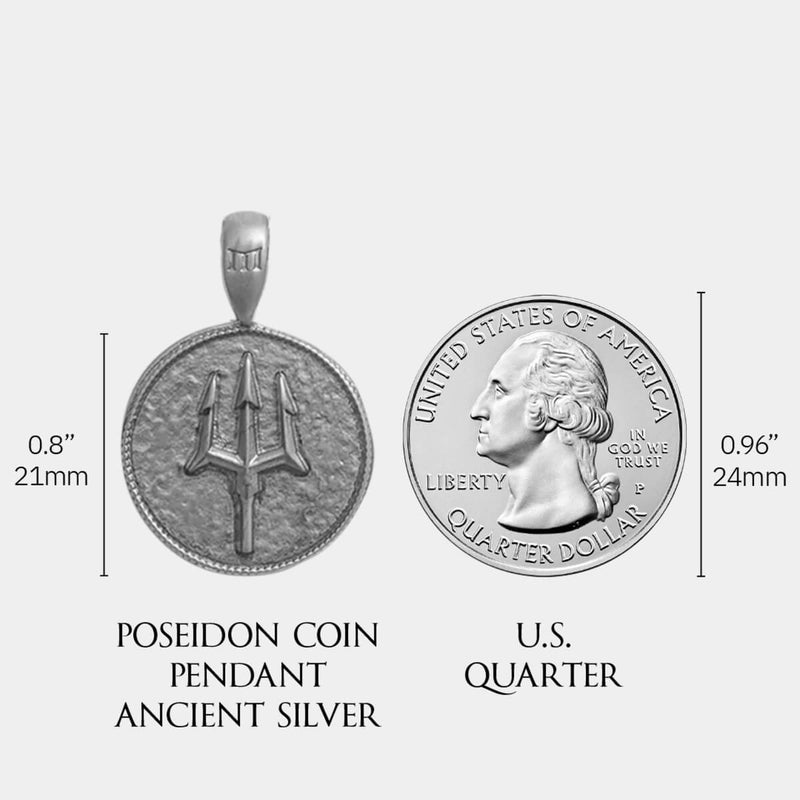 Poseidon Coin Pendant - Ancient Silver - Marcozo