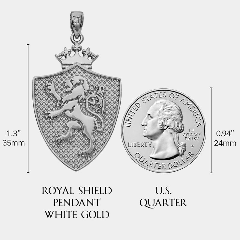 Royal Shield Pendant - White Gold - Marcozo